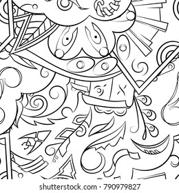 Seamless mehndi vector pattern. Hand-made illustration. Black and white binary pattern, monochrome doodle texture.