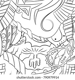 Seamless mehndi vector pattern. Hand-made illustration. Black and white binary pattern, monochrome doodle texture.