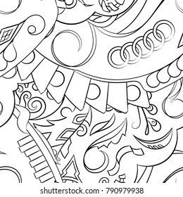 Seamless mehndi vector pattern. Hand-made illustration. Black and white binary pattern, monochrome doodle texture.