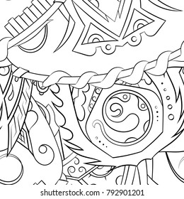 Seamless mehndi vector pattern. Hand-made illustration. Black and white binary pattern, monochrome doodle texture.
