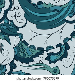 Seamless mehndi vector pattern. Hand-made ethnic illustration. Colorful doodle texture.