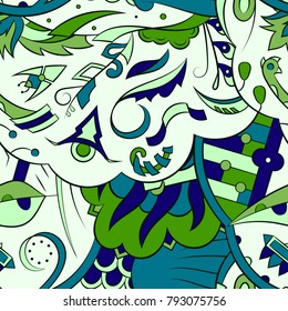 Seamless mehndi vector pattern. Hand-made ethnic illustration. Colorful doodle texture.