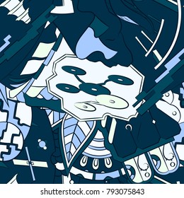 Seamless mehndi vector pattern. Hand-made ethnic illustration. Colorful doodle texture.