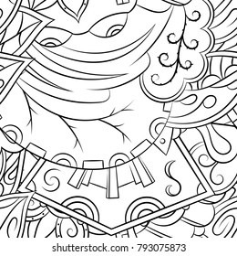 Seamless mehndi vector pattern. Hand-made illustration. Black and white binary pattern, monochrome doodle texture.