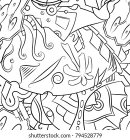 Seamless mehndi vector pattern. Hand-made illustration. Black and white binary pattern, monochrome doodle texture.