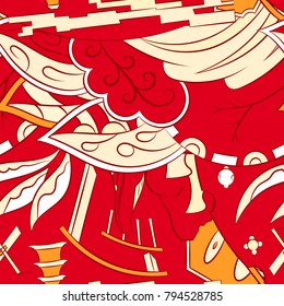 Seamless mehndi vector pattern. Hand-made ethnic illustration. Colorful doodle texture.