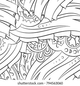 Seamless mehndi vector pattern. Hand-made illustration. Black and white binary pattern, monochrome doodle texture.