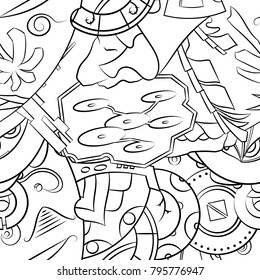 Seamless mehndi vector pattern. Hand-made illustration. Black and white binary pattern, monochrome doodle texture.