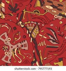 Seamless mehndi vector pattern. Hand-made ethnic illustration. Colorful doodle texture.