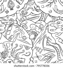 Seamless mehndi vector pattern. Hand-made illustration. Black and white binary pattern, monochrome doodle texture.