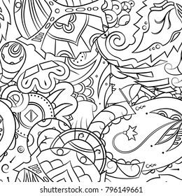 Seamless mehndi vector pattern. Hand-made illustration. Black and white binary pattern, monochrome doodle texture.