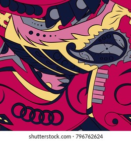 Seamless mehndi vector pattern. Hand-made ethnic illustration. Colorful doodle texture.