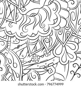Seamless mehndi vector pattern. Hand-made illustration. Black and white binary pattern, monochrome doodle texture.