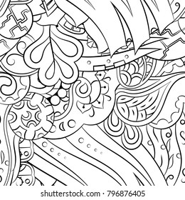 Seamless mehndi vector pattern. Hand-made illustration. Black and white binary pattern, monochrome doodle texture.