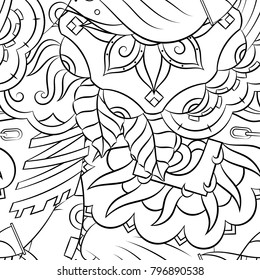 Seamless mehndi vector pattern. Hand-made illustration. Black and white binary pattern, monochrome doodle texture.