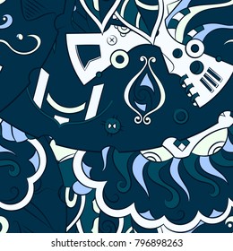 Seamless mehndi vector pattern. Hand-made ethnic illustration. Colorful doodle texture.