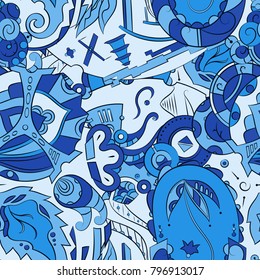 Seamless mehndi vector pattern. Hand-made ethnic illustration. Colorful doodle texture.
