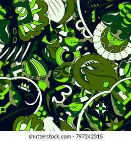 Seamless mehndi vector pattern. Hand-made ethnic illustration. Colorful doodle texture.