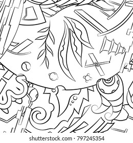 Seamless mehndi vector pattern. Hand-made illustration. Black and white binary pattern, monochrome doodle texture.