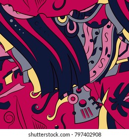 Seamless mehndi vector pattern. Hand-made ethnic illustration. Colorful doodle texture.