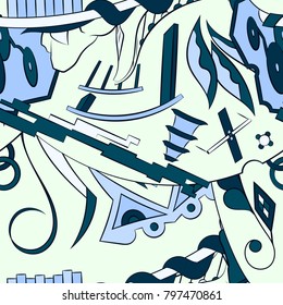 Seamless mehndi vector pattern. Hand-made ethnic illustration. Colorful doodle texture.