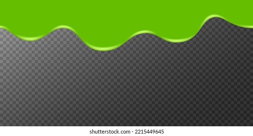 Seamless melted green substance. Green sticky liquid. Melted paint drips and flowing. Halloween melted toxic blob.