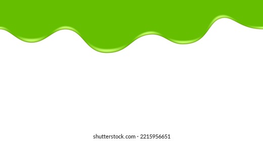 Seamless melted green substance. Green sticky liquid. Melted paint drips and flowing. Halloween melted toxic blob.