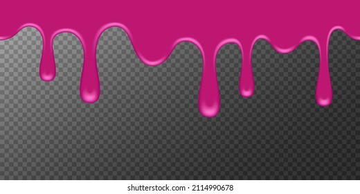 Seamless melted pink substance. Pink sticky liquid. Melted paint drips and flowing. Sweet cream. Seamless pattern.