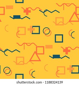 Seamless Memphis Background. Abstract Color Texture with Lines 