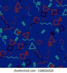 Seamless Memphis Background. Abstract Color Texture with Lines 
