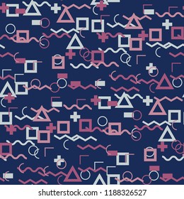 Seamless Memphis Background. Abstract Color Texture with Lines 