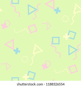 Seamless Memphis Background. Abstract Color Texture with Lines 