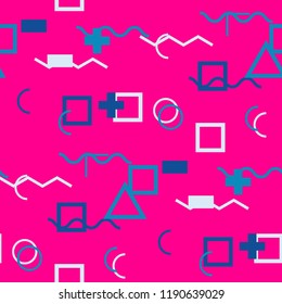 Seamless Memphis Background. Abstract Color Texture with Lines a