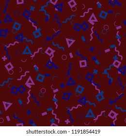Seamless Memphis Background. Abstract Color Texture with Lines a