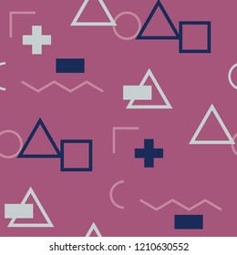 Seamless Memphis Background. Abstract Color Texture with Lines and Geometric Figures for Wallpaper, Fabric, Textile. Modern Seamless Multicolor Background in Memphis Style for your Design. Vector.