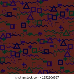 Seamless Memphis Background. Abstract Color Texture with Lines and Geometric Figures for Wallpaper, Print, Cotton. Modern Seamless Multicolor Background in Memphis Style for your Design. Vector.