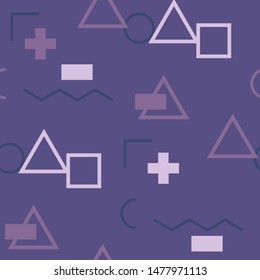 Seamless Memphis Background. Abstract Color Texture with Lines and Geometric Figures for Print, Fabric, Cloth. Modern Seamless Multicolor Background in Memphis Style for your Design. Vector.