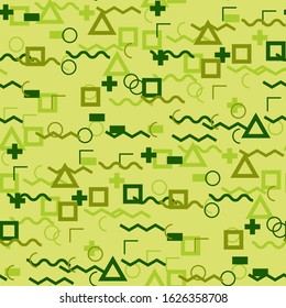 Seamless Memphis Background. Abstract Color Texture with Lines and Geometric Figures for Wallpaper, Fabric, Textile. Trendy Seamless Multicolor Background in Memphis Style for your Design. Vector.