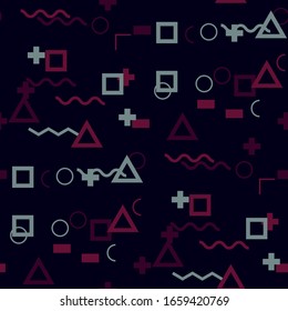 Fondo Memphis impecable. Textura de color abstracta con líneas y figuras geométricas para Chintz, Cortina, Papel. Fondo multicolor inapelable en estilo Memphis para su diseño. Vector.
