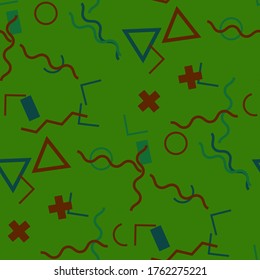 Fondo Memphis impecable. Textura de color abstracta con líneas y figuras geométricas para impresión, tela, textil. Fondo Multicolor a la moda en estilo Memphis para su diseño. Vector.