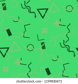 Seamless Memphis Background. Abstract Colorful Texture with Lines and Geometric Figures for Linen, Paper, Tablecloth. Trendy Seamless Multicolor Background in Memphis Style for your Design. Vector.