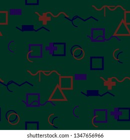 Seamless Memphis Background. Abstract Colorful Texture with Lines and Geometric Figures for Print, Fabric, Cloth. Retro Seamless Multicolor Background in Memphis Style for your Design. Vector.