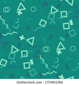 Seamless Memphis Background. Abstract Colorful Texture with Lines and Geometric Figures for Chintz, Curtain, Paper. Vintage Seamless Multicolor Background in Memphis Style for your Design. Vector.