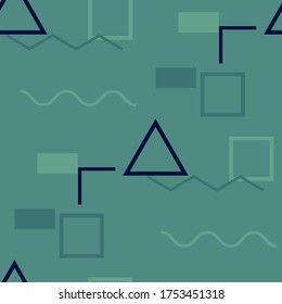 Seamless Memphis Background. Abstract Colorful Texture with Lines and Geometric Figures for Linen, Paper, Tablecloth. Modern Seamless Multicolor Background in Memphis Style for your Design. Vector.