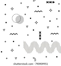 Antecedentes de Memphis impecables. Moda de patrón abstracto 80-90. Se puede utilizar en la impresión, el fondo del sitio web y el diseño de tela.