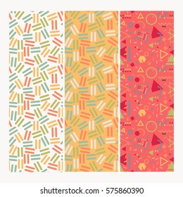 Seamless Memphis Design Pattern Set