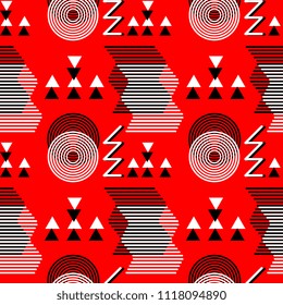 Seamless memphis geometric background. Abstract trendy 90s unique style.