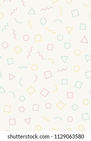 Seamless memphis geometric pattern 80's-90's styles on a light background. Trendy memphis style. Vector repeating texture.