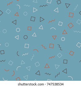 Seamless memphis geometric pattern. Trendy memphis style. Vector background.