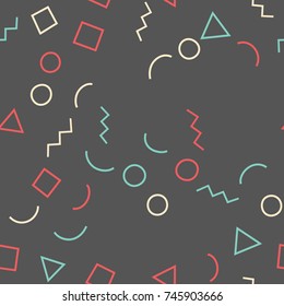 Seamless memphis pattern 80's-90's styles. Trendy memphis style. Vector repeating texture.